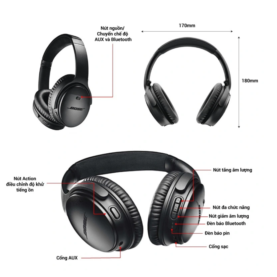 Tai nghe chống ồn Bose QuietComfort 35 II kết nối bluetooth